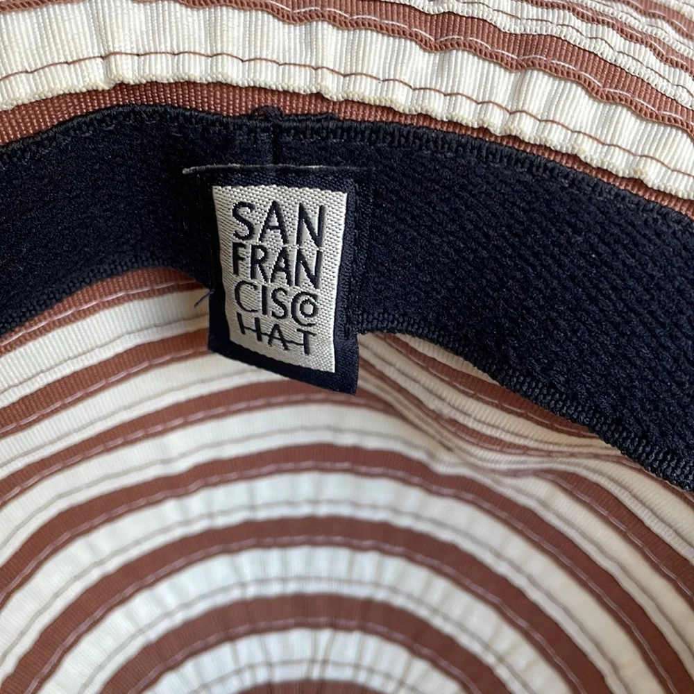 Cream and light brown striped sun hat by San Francisco Hat - protective & cute! - Picture 4 of 9